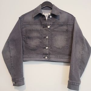 Michael kors women's Cropped Demin Jacket Size XS Steel Grey Washed NWT